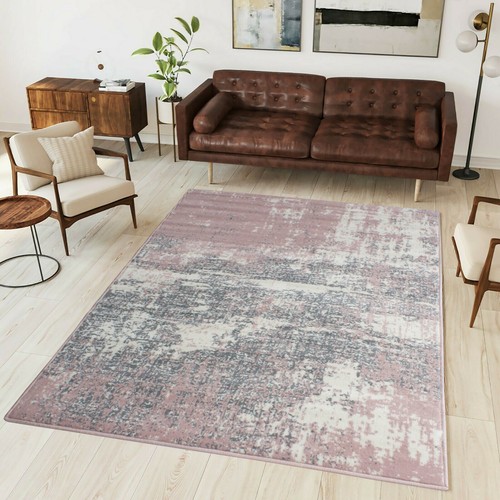 Blush pink grey abstract rug - pink,