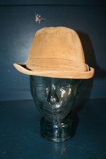 Vtg Failsworth beige corduroy trilby hat size 7  57 medium mod revival