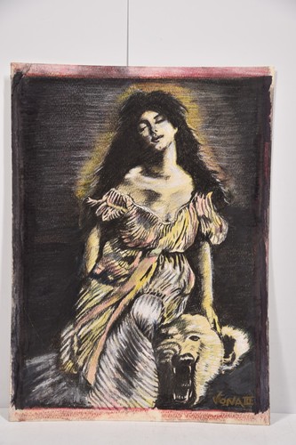 Vintage original art chalk - art,