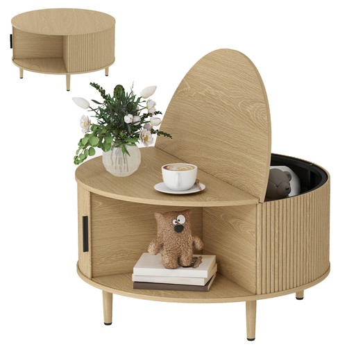 Homcom coffee table with lift - coffee,