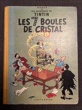 1940s TINTIN vintage hardback book by Casterman Les 7 Boules De Cristal