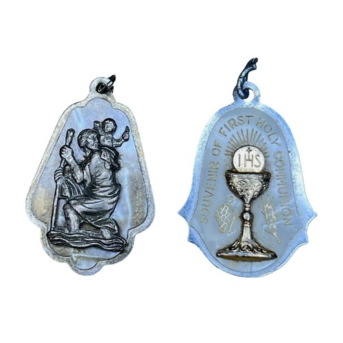 Vintage catholic medal pair - vintage,