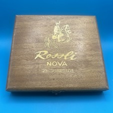 Vintage Rossli Swiss, 25 Cigarillos Box. 14cm x 13cm x 2.5cm