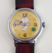 Rare Vintage 1970’s Timex Snoopy Tennis Watch Collectable Yellow Dial Mechanical