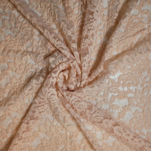 Peach floral lace fabric soft - lace,