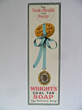 Vintage Bookmark With Advert For Wright's Coal Tar Soap.