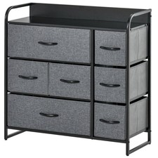 Grey 7 Drawers Chest Fabric