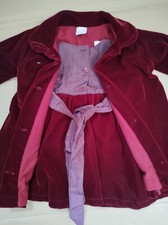 Couche Tot Girls Matching Red Velvet Jacket And Dress, Age 6-9 Months