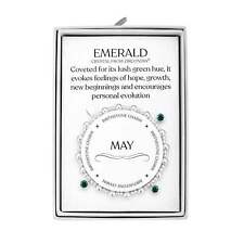 May (Emerald Coloured) Birthstone Stretch Charm Bracelet with Quote Gift Box