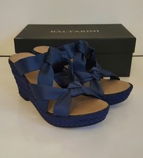 Baltarini Cobalt blue wedges with satin bow crossover. Uk 6.