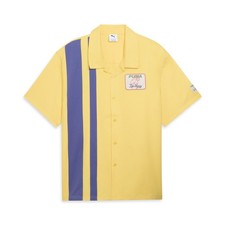 PUMA Wardrobe Essentials Bright Lights Las Vegas Button Up Shirt Yellow Mens Siz