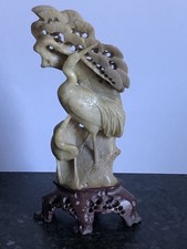 STUNNING VINTAGE CHINESE CARVED SOAPSTONE FIGURE 