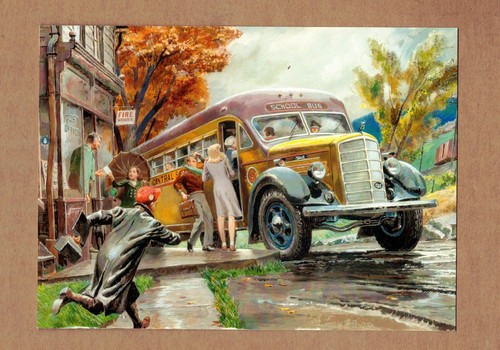 Old mack truck school bus - school,