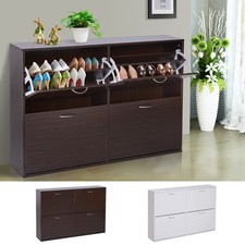 Wooden Shoe Cabinet Multi Cabinet Flip Down Shelf Drawer Organiser for Hallway