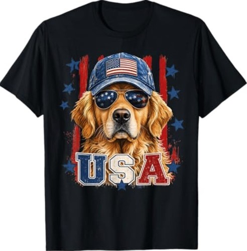 American flag golden retriever - flag,