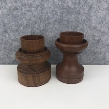 Candle Holder x 2 Solid Wooden