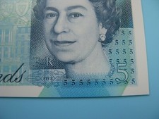 AK10 360343 New £5 Five Pound Note With ERROR Uncirculated Shift of 5s 