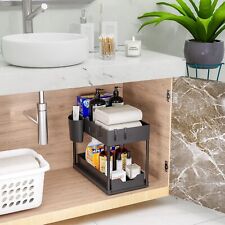 Under Sink Storage Organiser Shelf Spice Rack Pull Out Drawer Kitchen 2 Tier UK