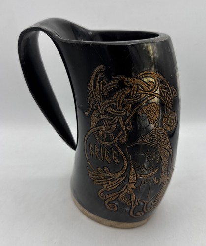 Engraved viking horn mug - horn,