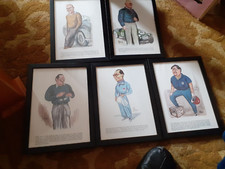 5 Ralph Sallon framed F1 car drivers motor racing past present caricatures cycle