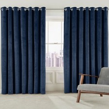 Double Sided Velvet Curtains PAIR Eyelet Ring Top Fully Lined Blackout Curtains