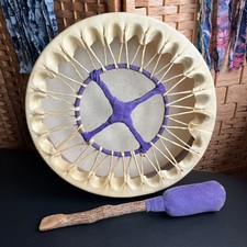 Shamanic Drum 12" Reindeer Hide on a Willow frame with an Elm Beater