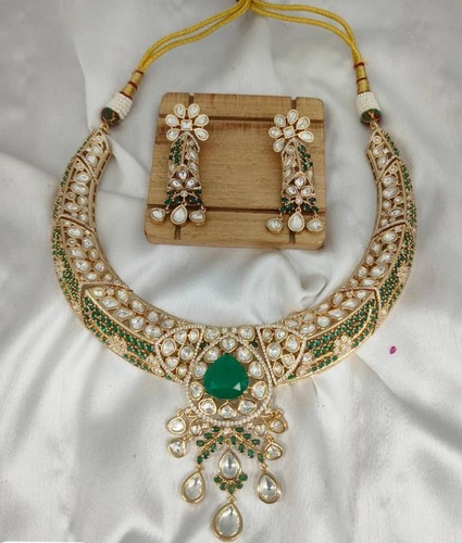 Kundan polki necklace - kundan,