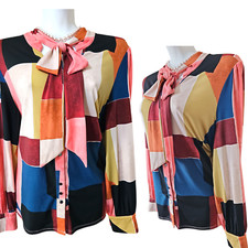 BNWoT XL 16-18-20 chic Monsoon pussy bow tie stretch blouse, feminine soft drape