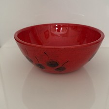 Art Studio Pottery Fruit Bowl ,  Red Glossy Glazed Cherries Designed Unique #7 
