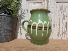 Rustic Hand Made Romanian Marble Glazed Clay Jug Vase Pitcher