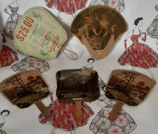 Job Lot of  5 Vintage Advertising Fans. Vintage USA Cardboard Fans.