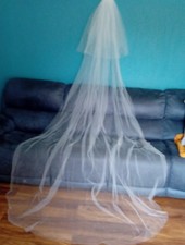 Ivory veil 2 tier chapel length with comb scattered diamante V233