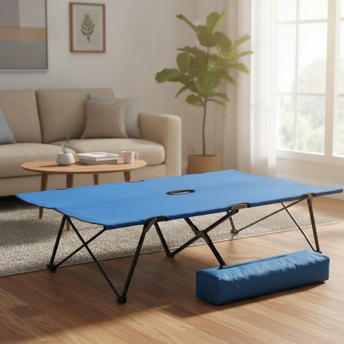 Double camping bed folding cot - double,