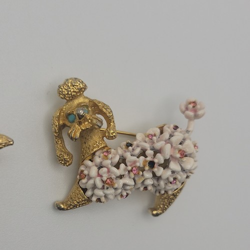 Sao poodle brooch white enamel - poodle,