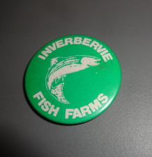 Inverbervie Fish Farms Vintage Pin Button Badge