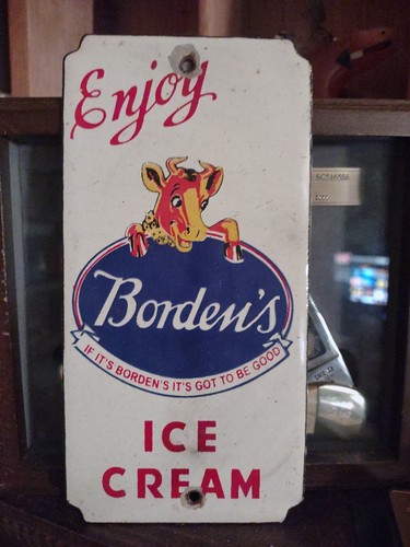 Vintage bordens porcelain sign - vintage,