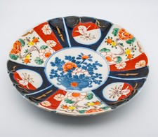 Antique Japanese Porcelain Plate Imari Flower Basket Meiji Period 19th C