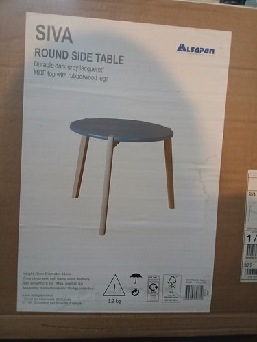Grey round side - round, table