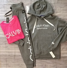 New! Women's CALVIN KLEIN 3pc T-Shirt Sweatshirt and Pants Outfit Size Small