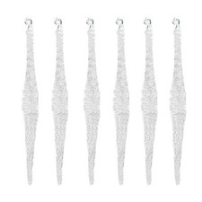 Christmas Tree Decoration 6 Pack Frosted Glass Diamond Icicles