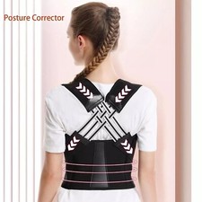 Women Men Adjustable Posture Corrector Low Back Support Shoulder Brace Belt UK