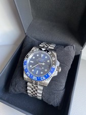 Custom Made Seiko Watch Mod ‘Batman’- 40mm - Nh35 Automatic Movement -blue/black