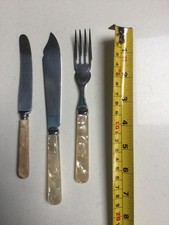 Vintage Sheffield pearl handled cutlery. 6 Fish knives + 6 x Knives and Forks.