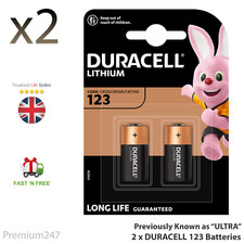 2x Duracell Ultra CR123 CR123A 123 3V Lithium Photo Camera Battery Long Expiry