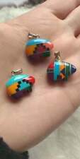 Navajo Inlaid Bear, Inlaid Turtle, Inlaid Heart Native American pendant & bead