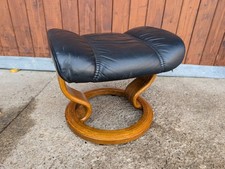 Stressless Ottoman Leather Vintage Ekornes Norway Pouf Footstool Retro Ottoman 7