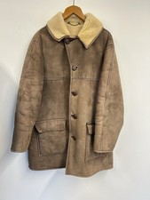 Vintage Antartex Sheepskin Shearling Coat Brown Suede Jacket Made in Scotland 44