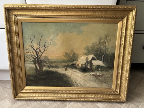 Antique oil painting landscape