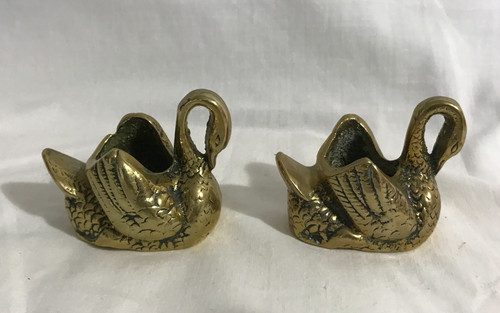 Vintage brass swan figurines - vintage,