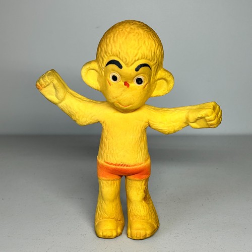 Vintage rubber monkey yellow - vintage,